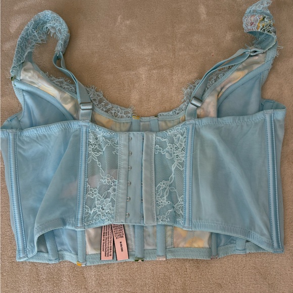 Victoria's Secret Blue Floral Lace Corset Top M-DD - Picture 3 of 4